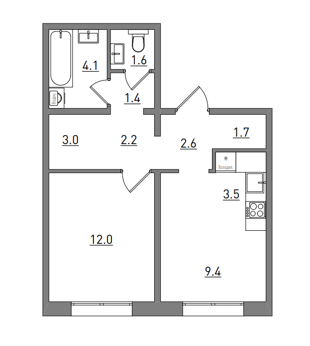 планировка квартиры 42 м2